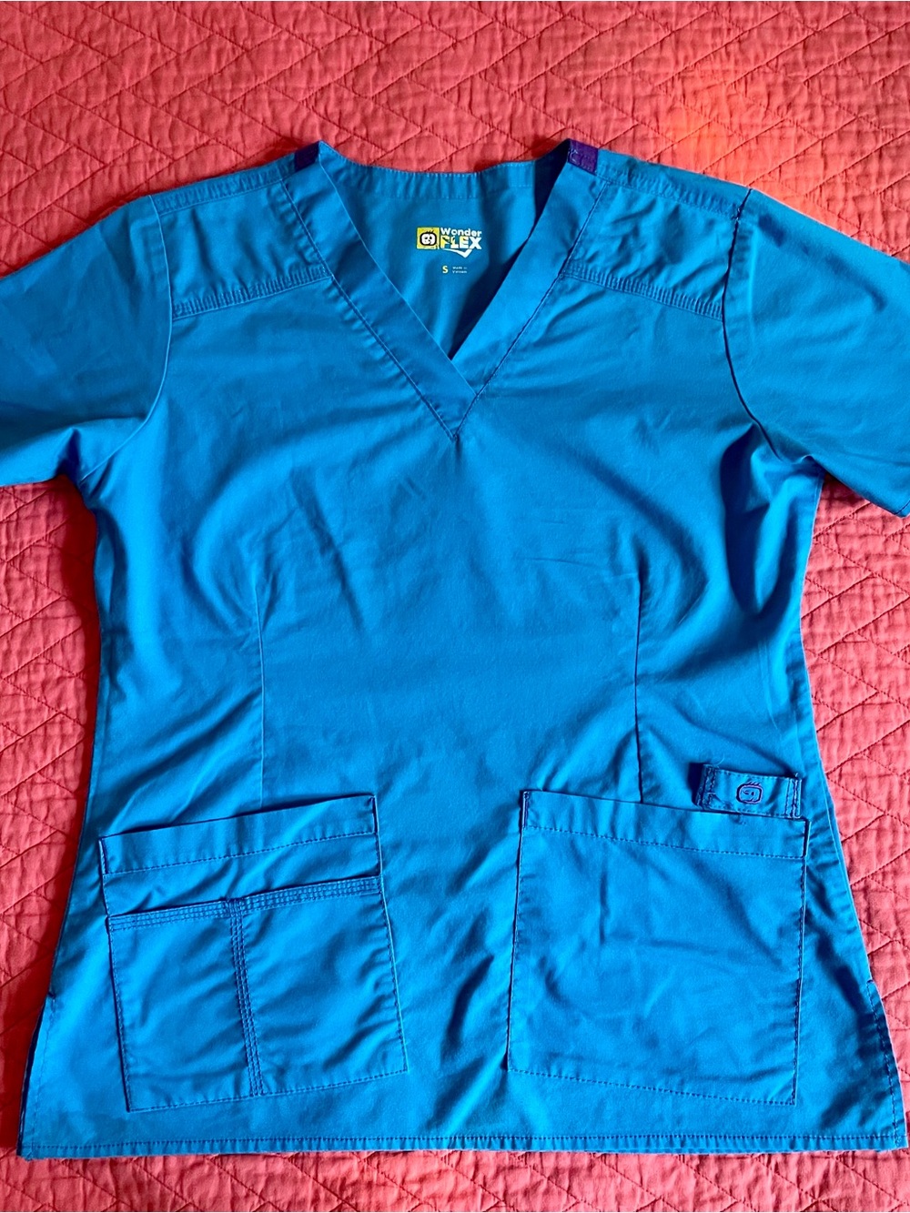 WonderWink Teal Blue V-Neck Scrub Top